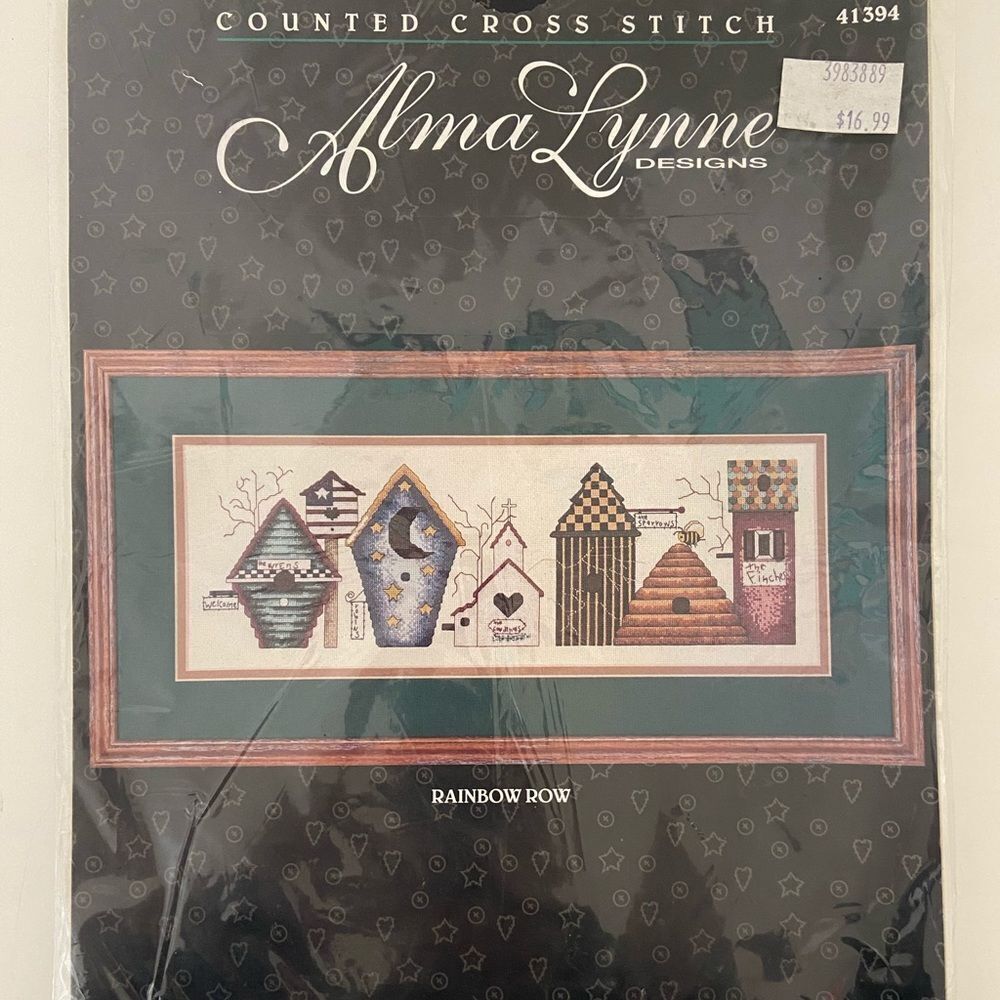 Alma Lynne Designs Counted Cross Stitch Kit Rainbow Row Birdhouses 41394 NEW